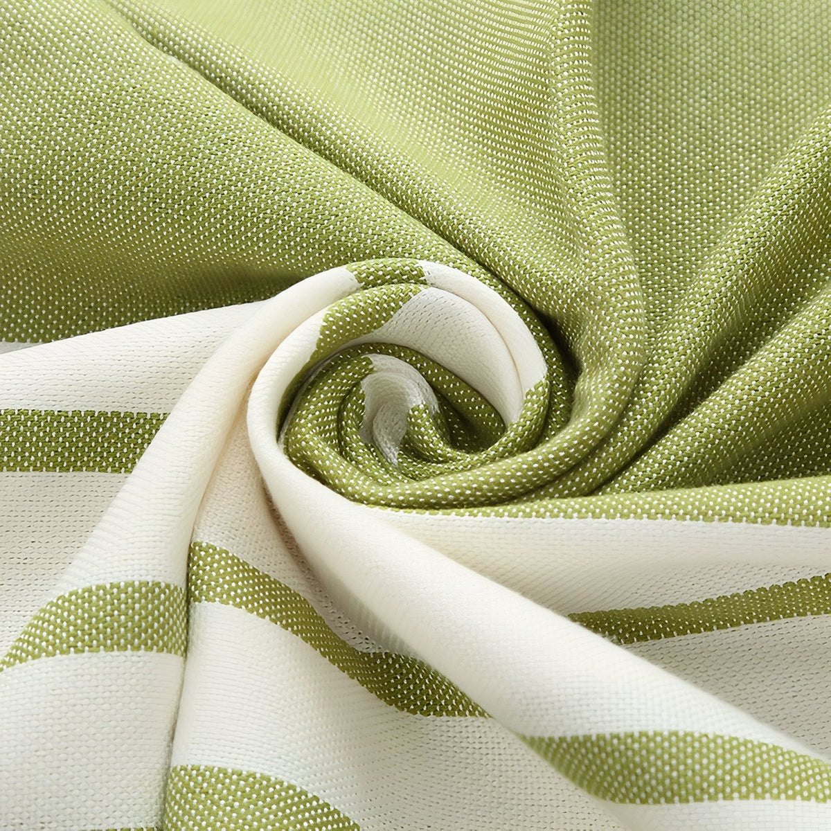 Fouta de Plage Ligné Bicolore à Franges gros plan tissu - Bleu Cyan - Rose - Taupe - Jaune Clair - Lavande - Vert - Jaune Vif - Jaune Paste - Bleu Marine
