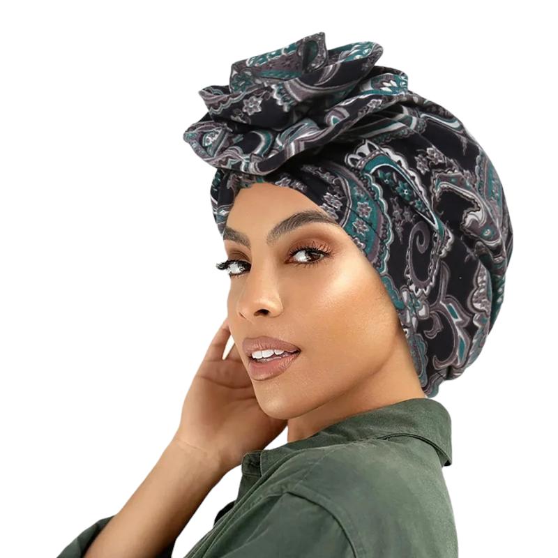 Foulard Turban Noir et Vert Émeraude 