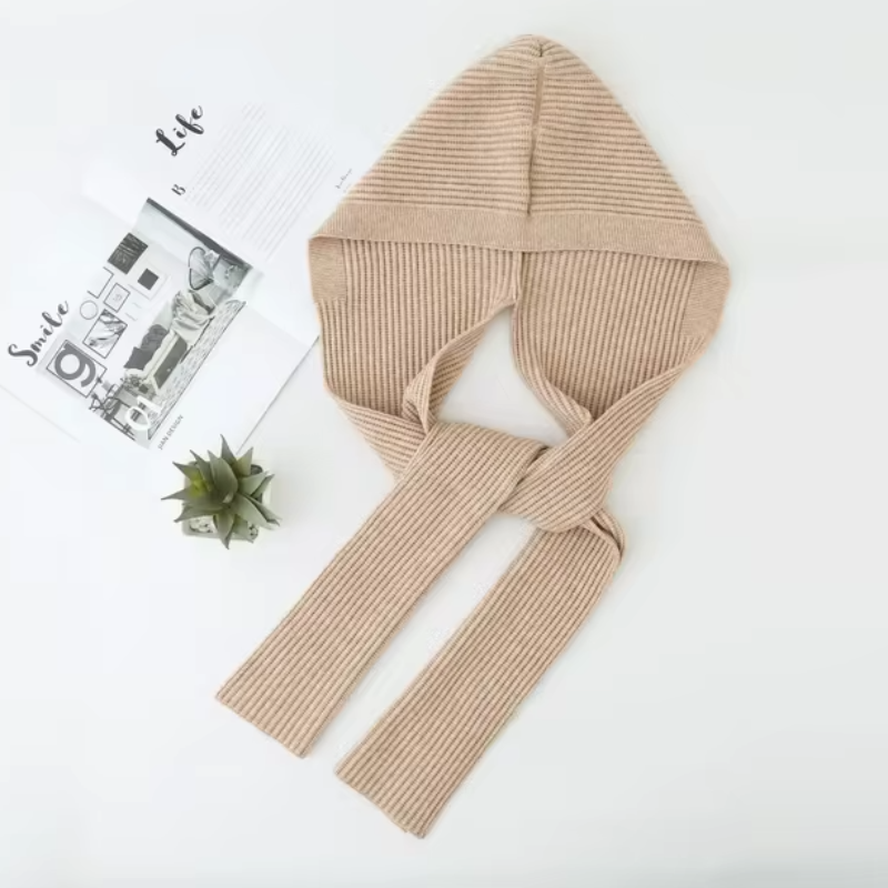 Echarpe Col Capuche Femme Beige 56-58cm
