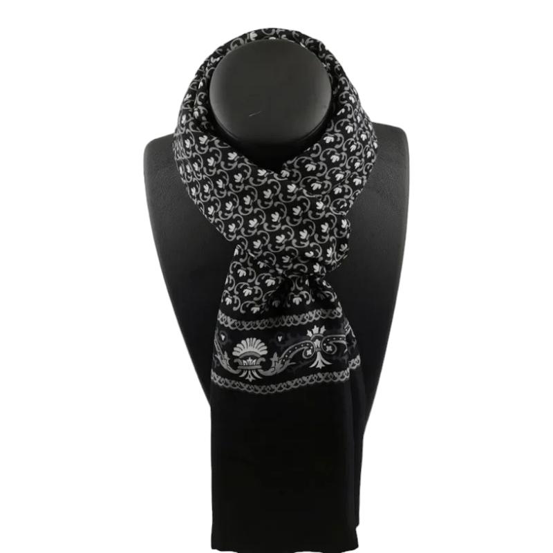 Echarpe Foulard pour Homme Noir et Argenté 130*28cm