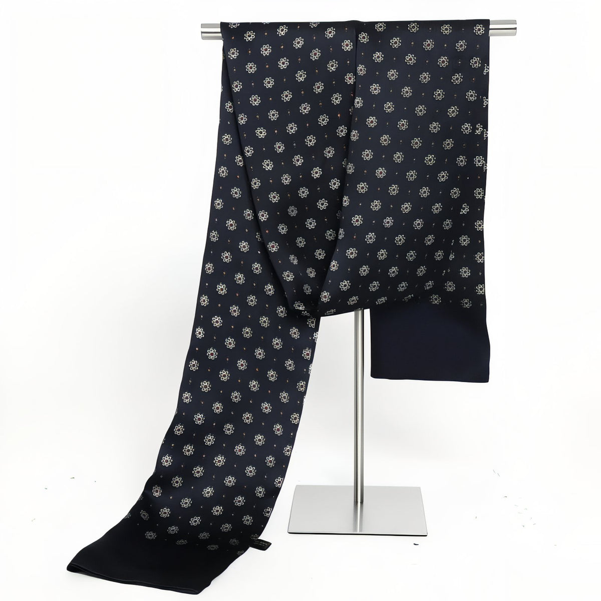 Echarpe Soie Vintage Homme - Bleu Nuit et Beige
