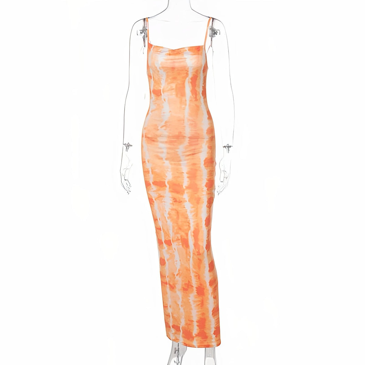 Robe Longue Eté Moulante robe portée sur mannequin - Orange