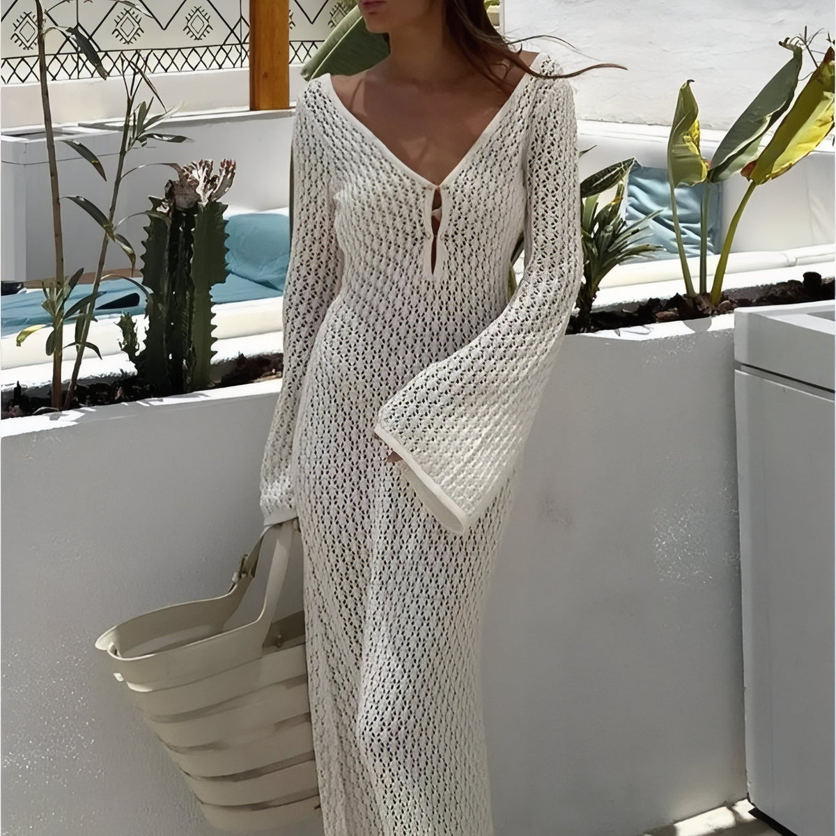 Robe Crochet de Plage Chic Ajourée - Blanc