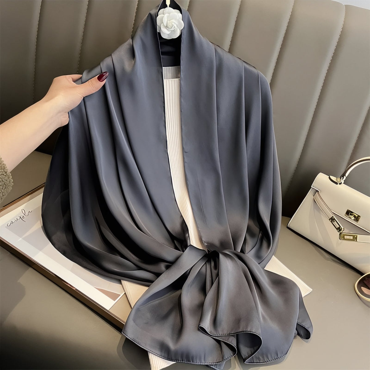 Etole Mousseline Mariage - Gris Foncé - 90*180cm