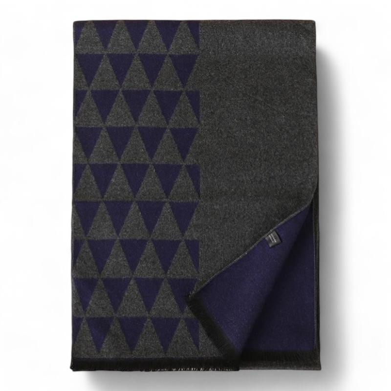 Belle Echarpe Pour Homme Gris Foncé et Bleu Nuit 180x30cm