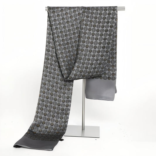 Echarpe Soie Vintage Homme - Gris et Noir