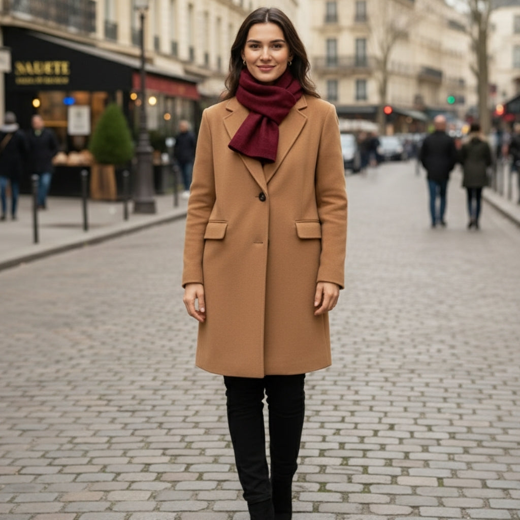 Écharpe Cachemire Luxe Femme portée à la main - Bordeaux - Noir - Camel Clair - Camel Foncé - Gris Clair - Crème Clair