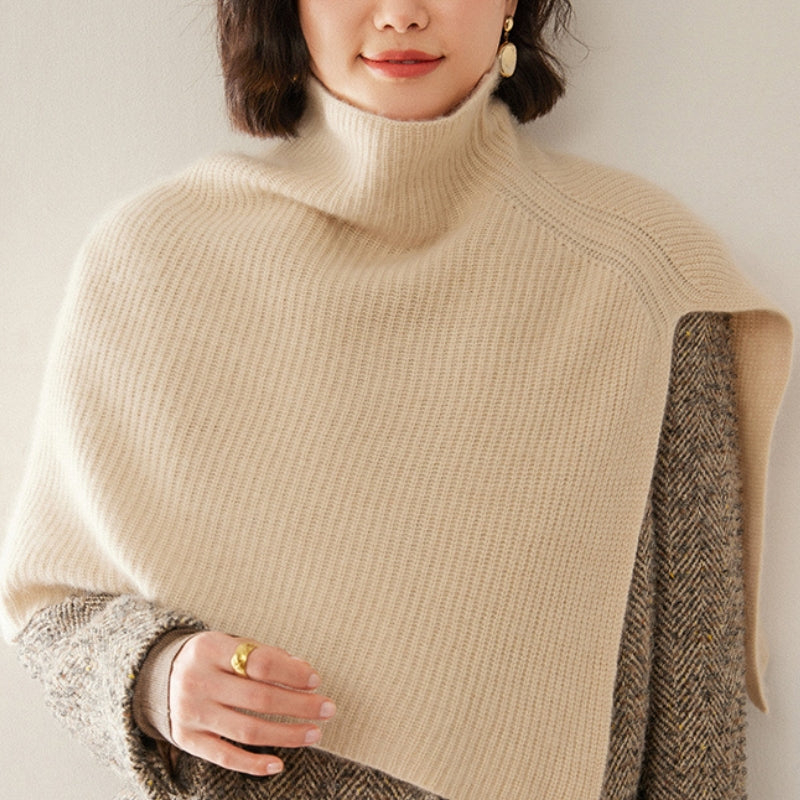 Poncho Cachemire Court portée sur les épaules - Beige - Caramel - Noir Ébène - Gris Clair