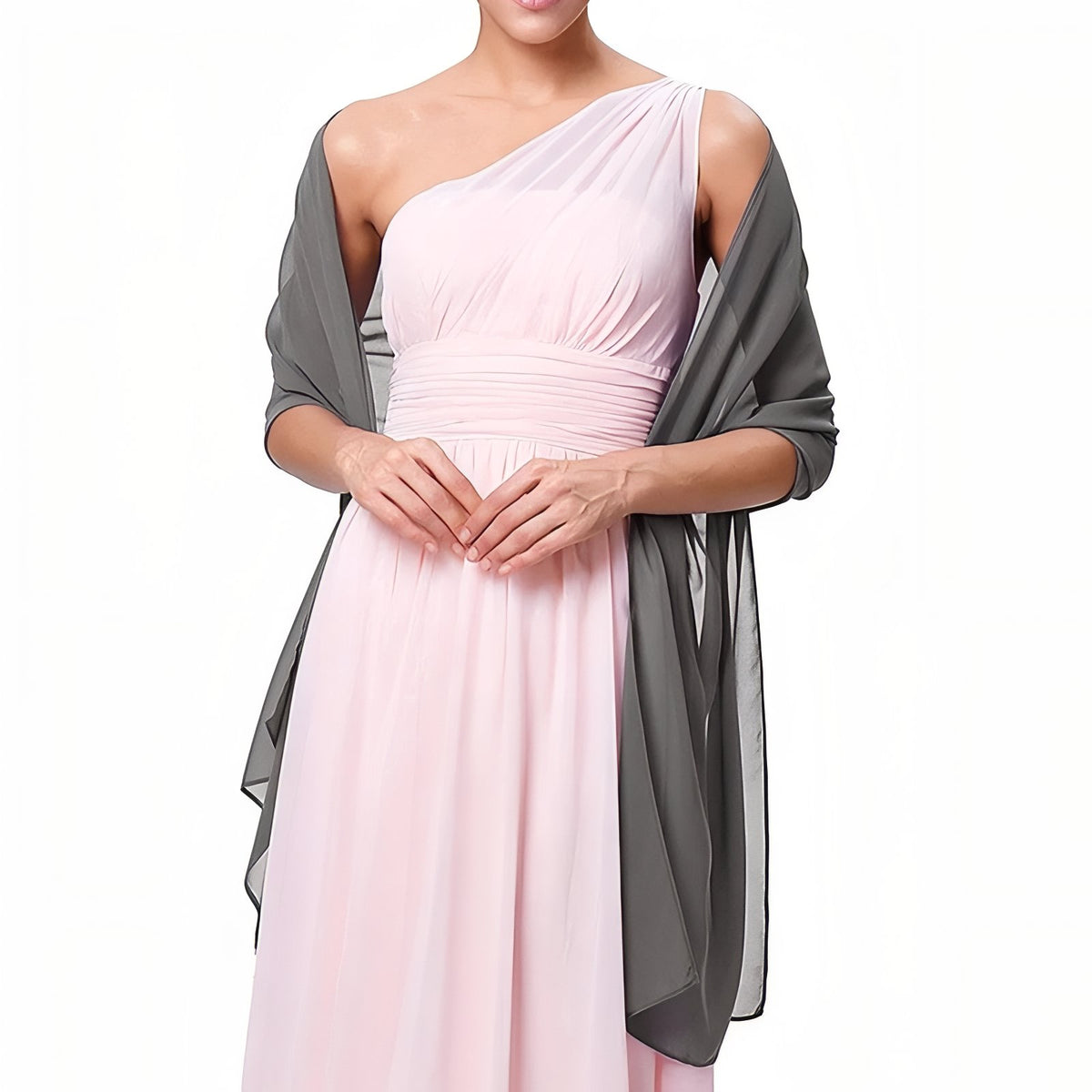 Châle de Soirée Femme portée sur une épaule - Gris Pâle - Taupe - Vert D'eau - Blanc Cassé - Bleu Royal - Fuchsia - Orange - Vert Émeraude - Bordeaux - Bleu Marine - Noir - Violet - Pêche - Rouge - Corail - Bleu Céleste - Rose Clair - Jaune