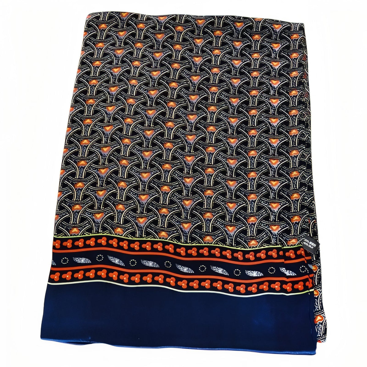 Foulard Homme Soie Luxe - Noir et Orange - 160*26cm