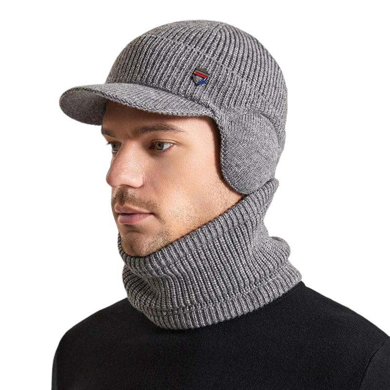 Casquette Cagoule Hiver Homme Gris Clair 55-60cm