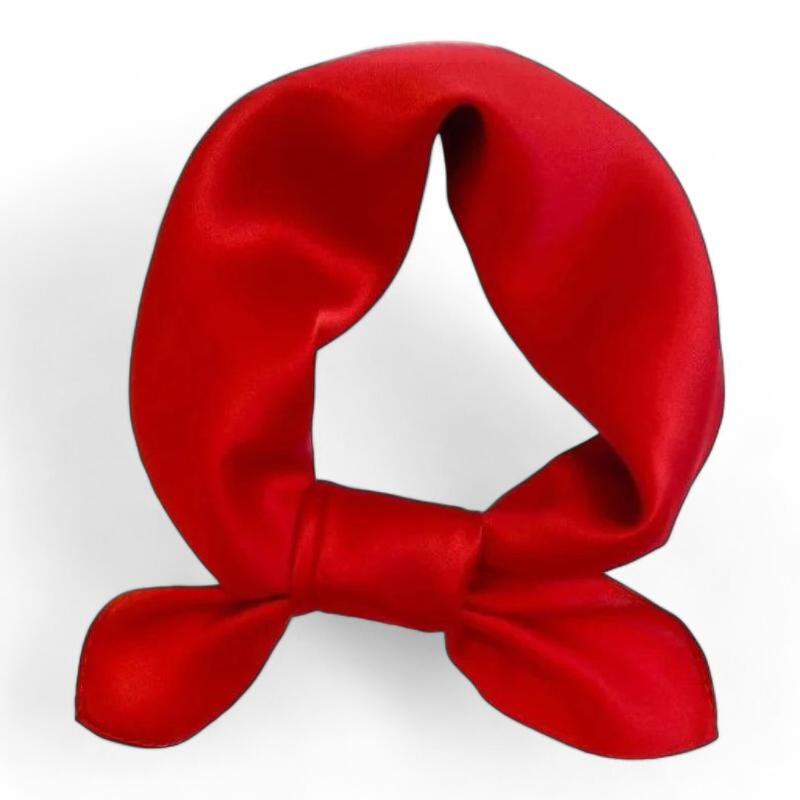 Petit Foulard en Soie Femme Rouge Cerise 53*53cm