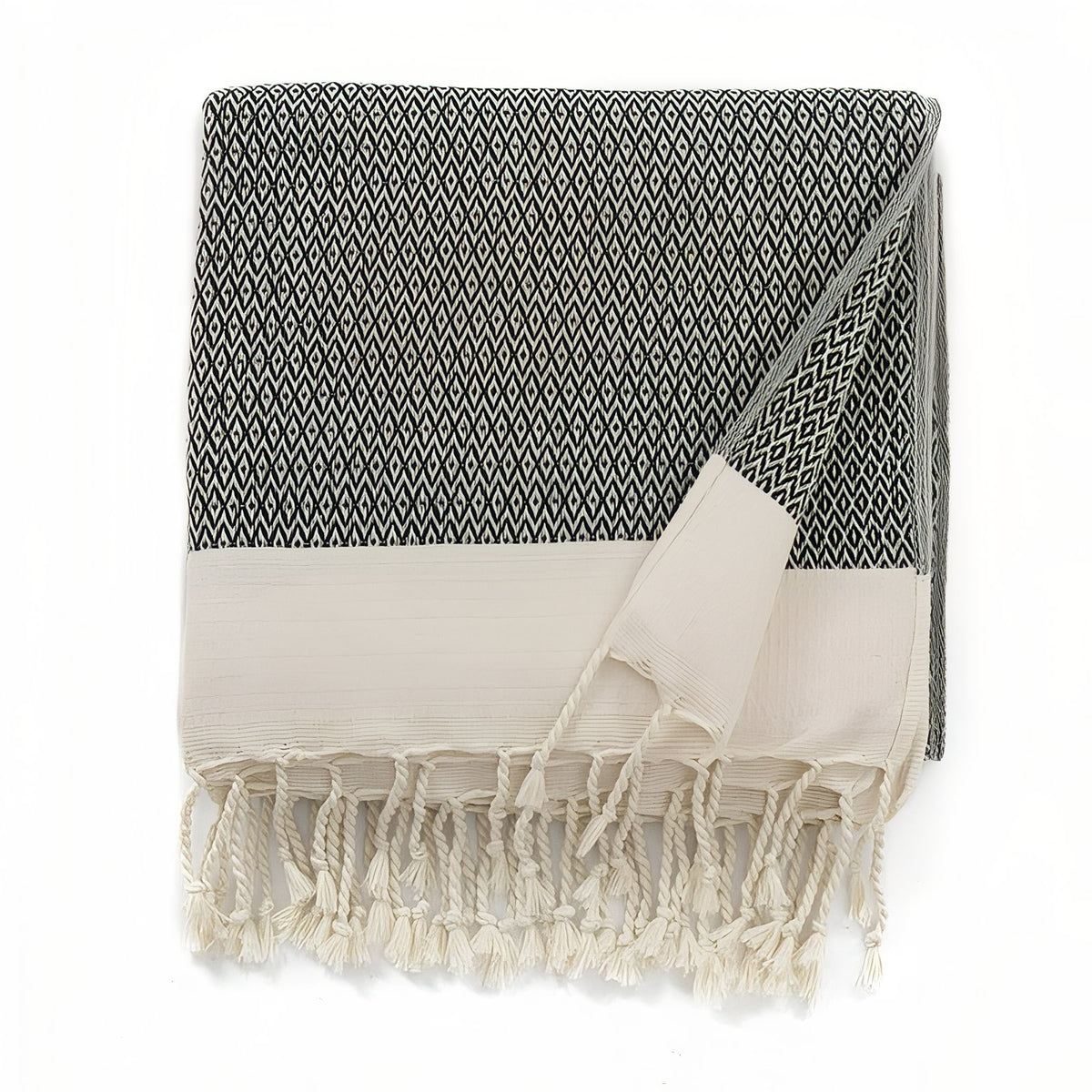 Serviette Fouta de Plage à Motif - Noir - 180*125cm
