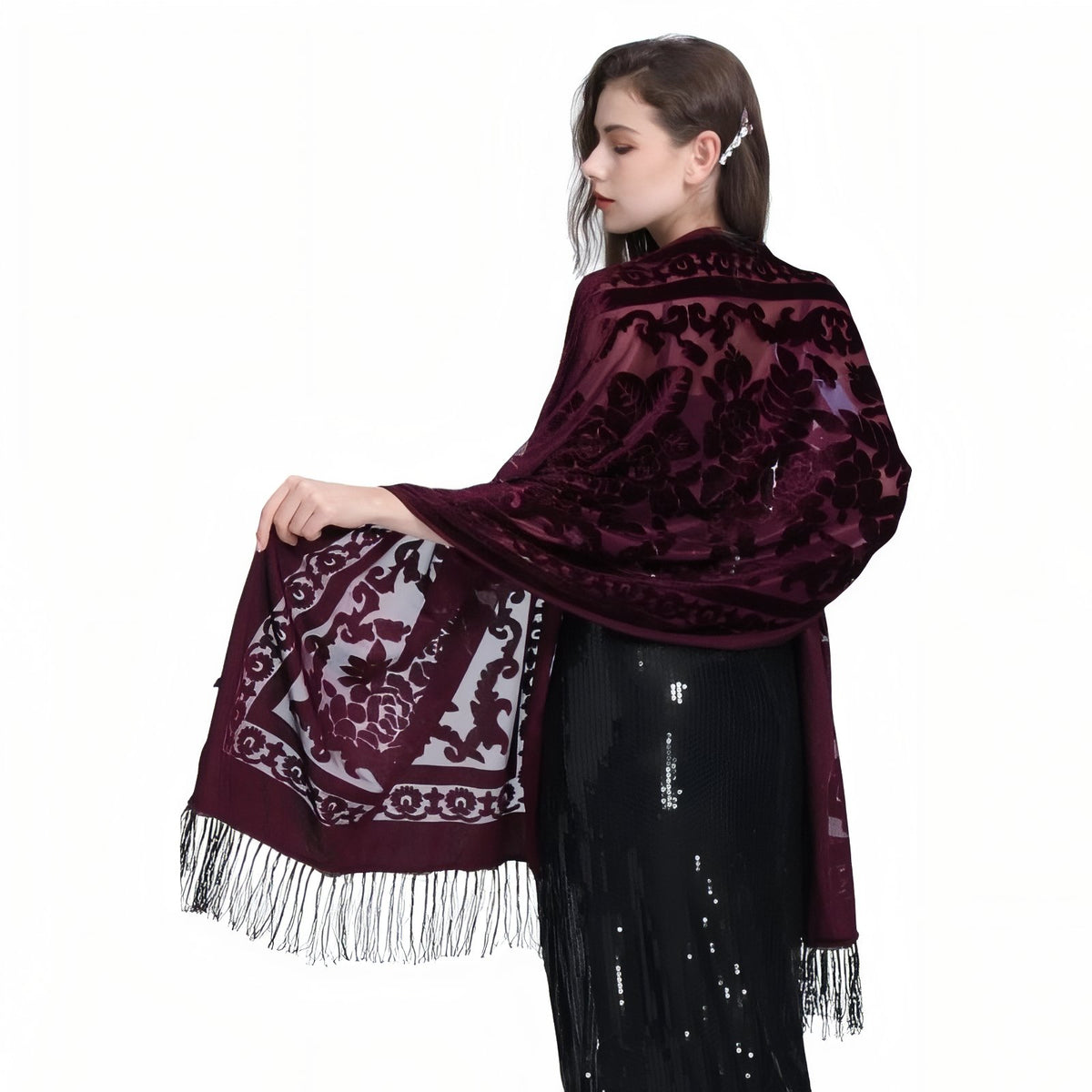 Grande Etole Velours - Bordeaux - 190*70cm