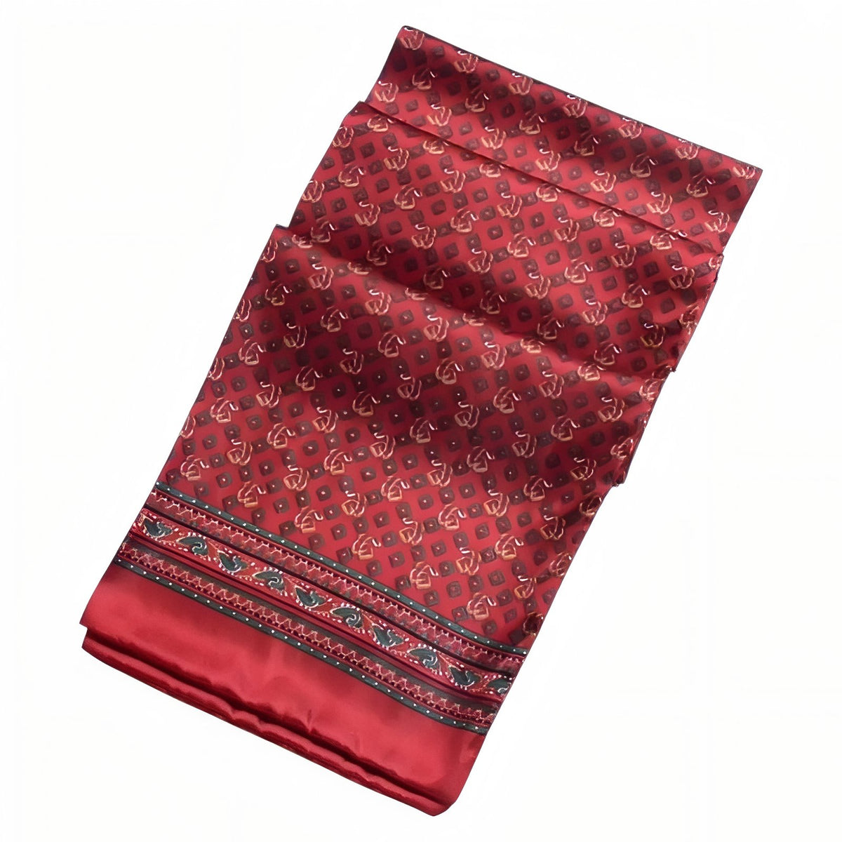 Foulard Homme Soie Luxe - Rouge Foncé et Vert Émeraude - 160*26cm