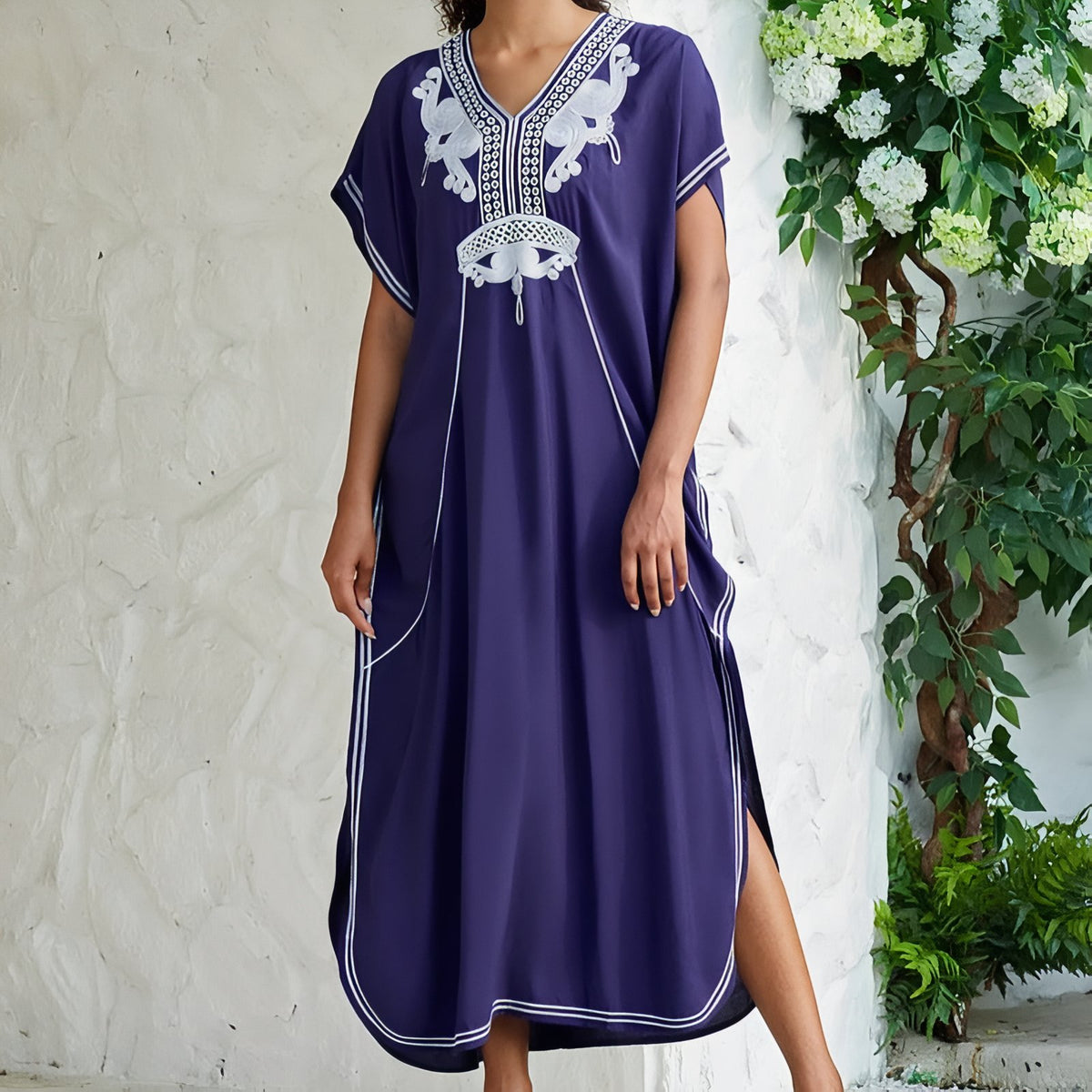 Paréo Caftan pour femme Style Oriental - Indigo - Unique