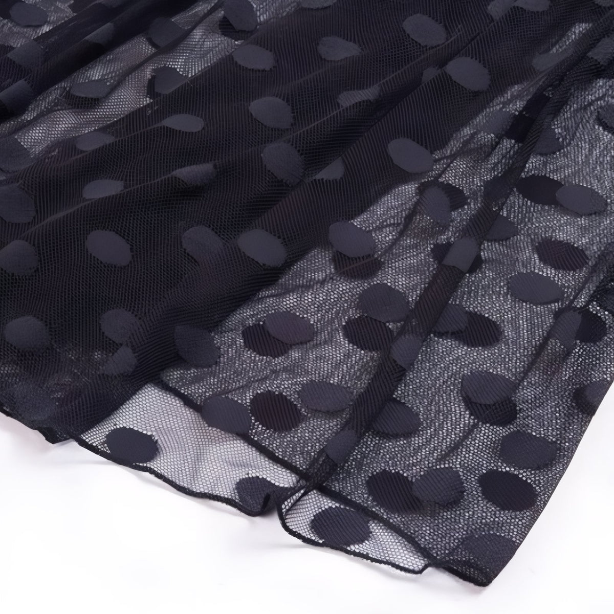 Maxi Jupe Longue Plage Transparente gros plan tissu à pois - Noir - Blanc