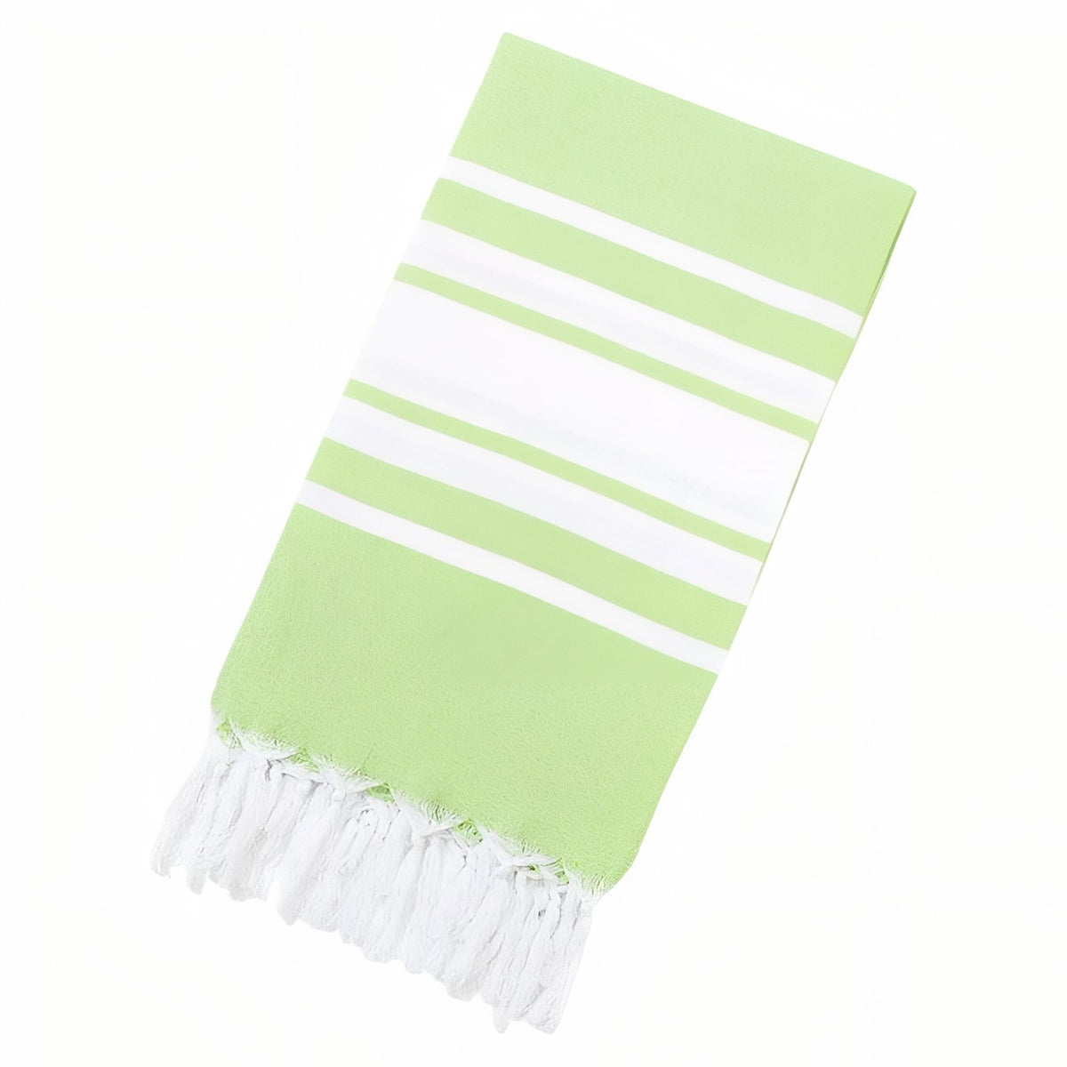 Fouta de Plage à Rayures Centrées et Franges - Vert - 100*180cm