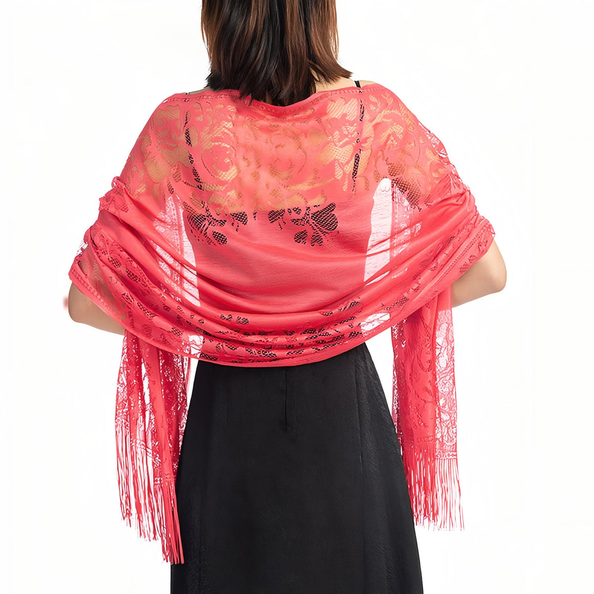 Etole Cérémonie Femme Dentelle portée sur les épaules - Rose Pâle - Blanc - Gris - Beige - Violet Clair - Bleu Marine - Fuchsia - Rose Intense - Marron - Rose - Bordeaux - Rouge - Jaune - Noir