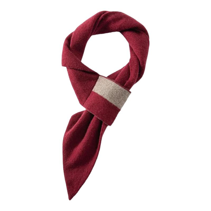 Echarpe en Laine pour Homme Bordeaux et Beige 100*17cm