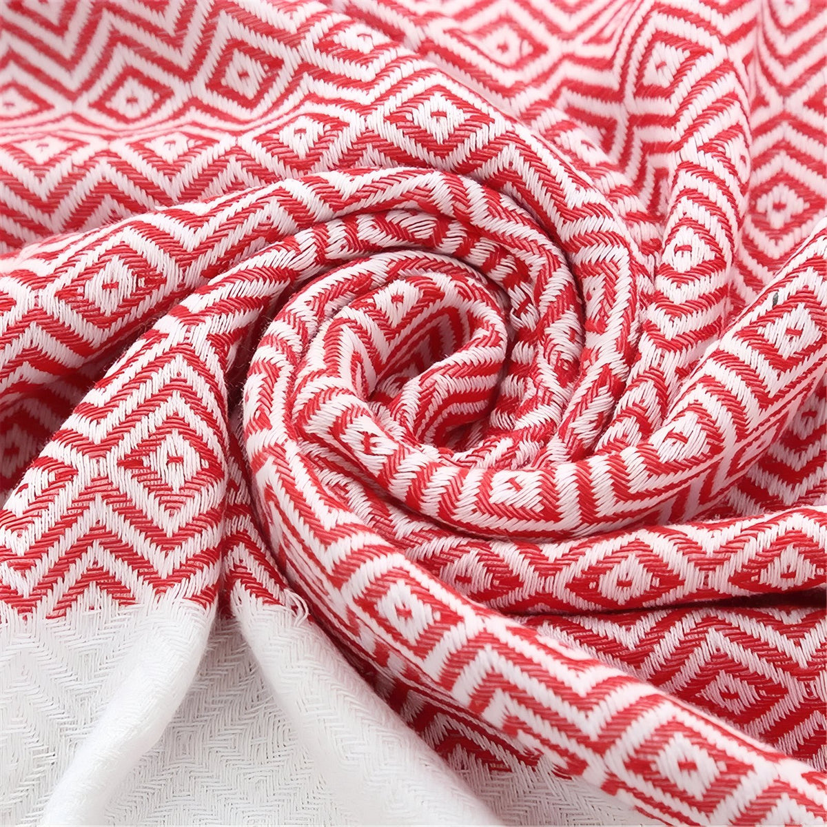 Fouta de Plage Eponge gros plan motif tissé - Gris Clair - Rouge - Vert - Rose - Noir - Bleu Marine