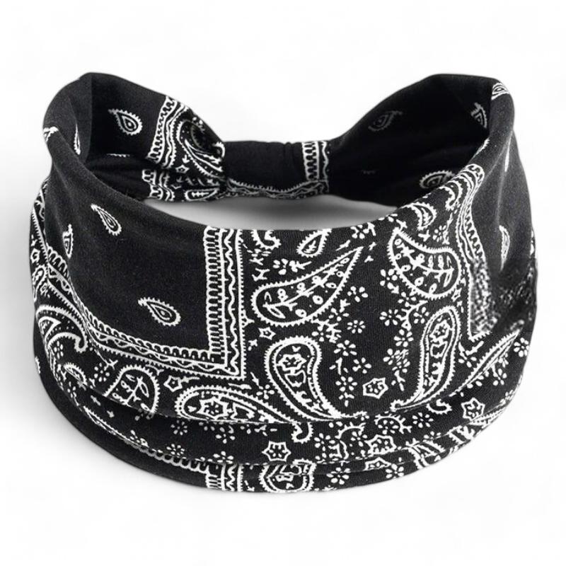 Bandana Bandeau Croisé Noir et Blanc 