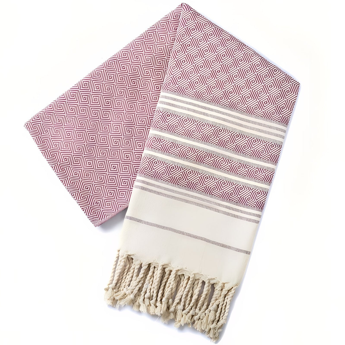 Fouta de Plage en Coton Coloré à Franges - Violet - 180*100cm