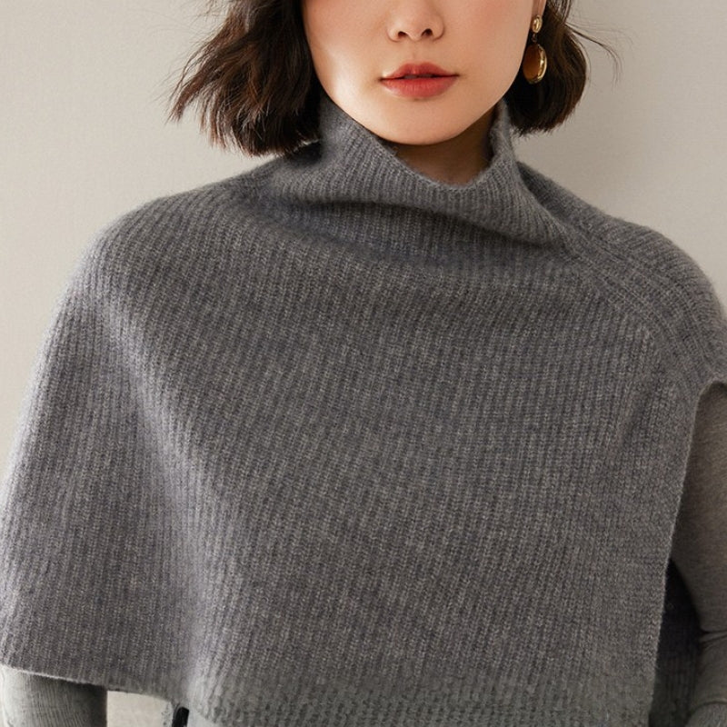 Poncho Cachemire Court - Gris Clair - 37/42x47cm