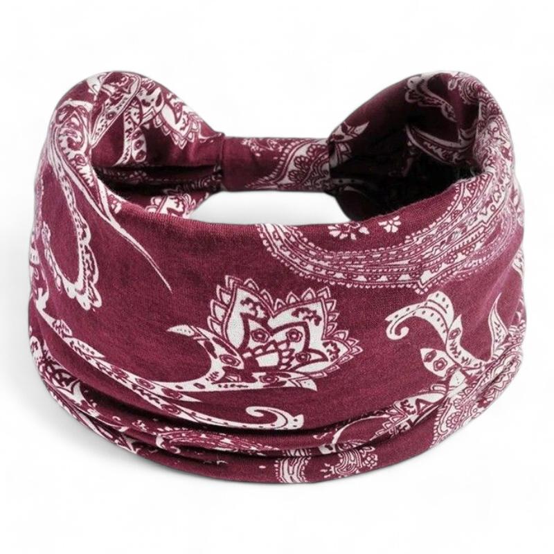 Bandana Bandeau Croisé Bordeaux et Crème 