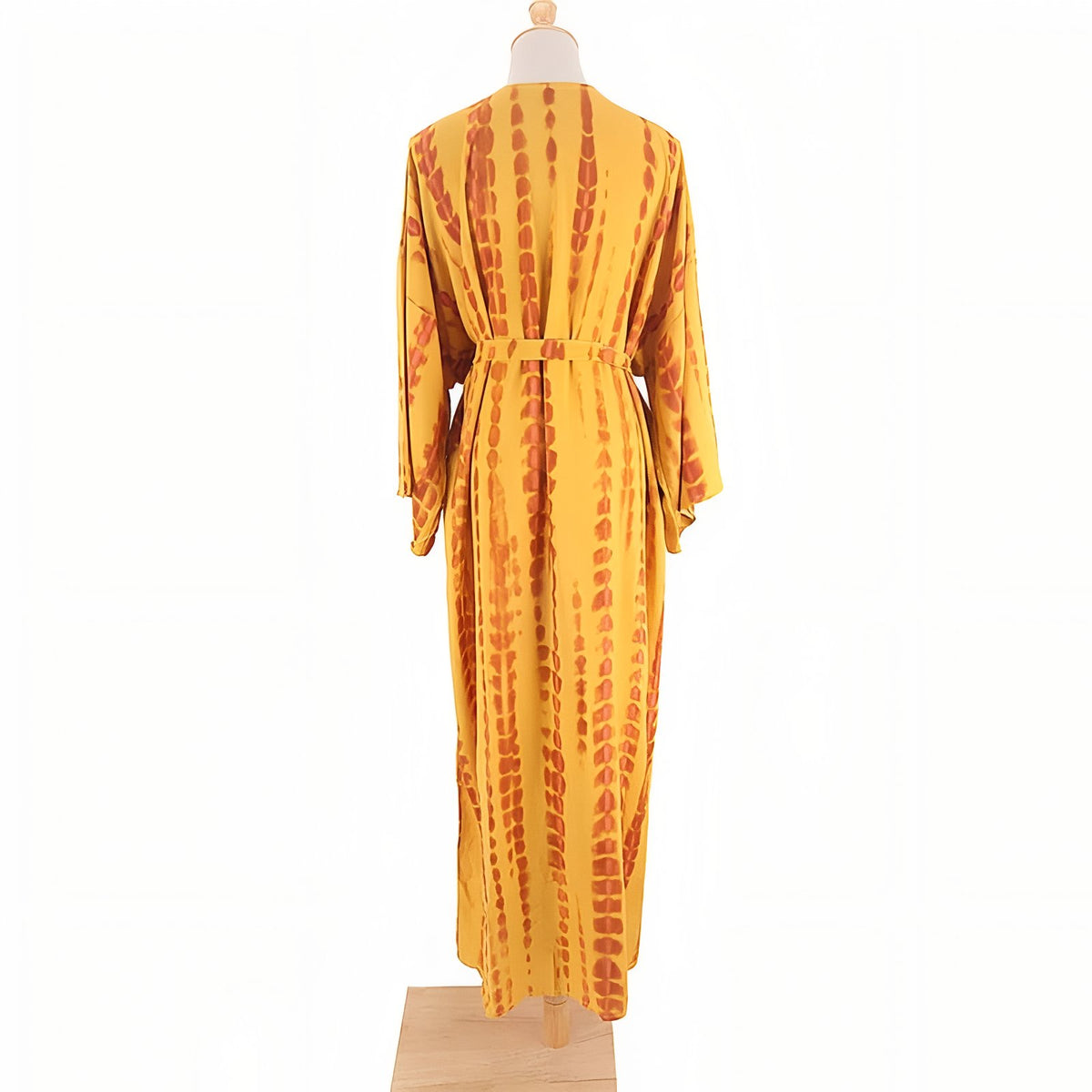 Kimono de Plage Tie and Dye Manches Longues vue arrière - Jaune