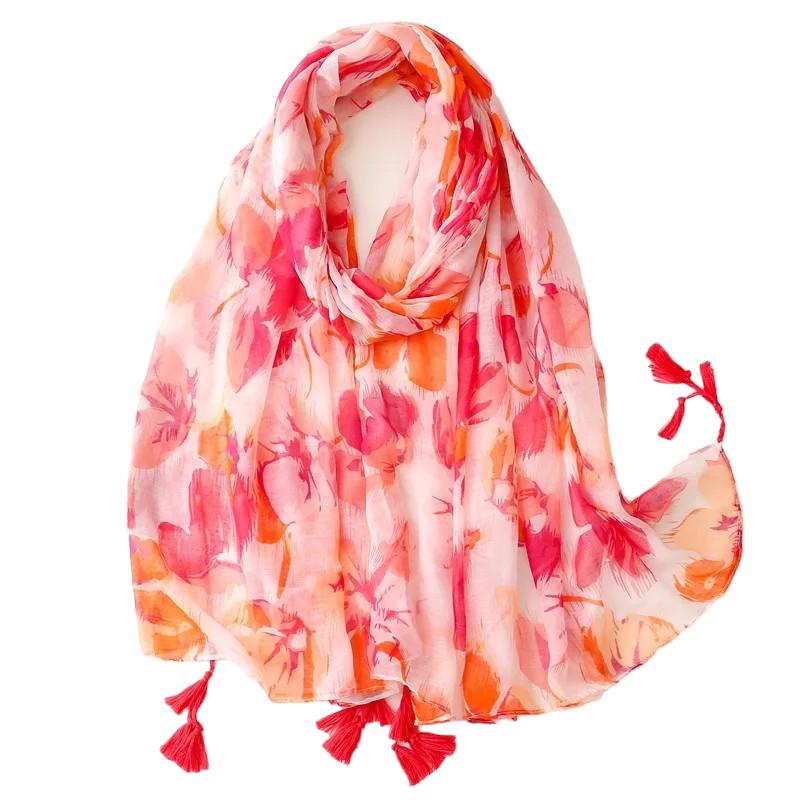 Chèche Echarpe Multicolore Originale Rose et Orange 180*90cm