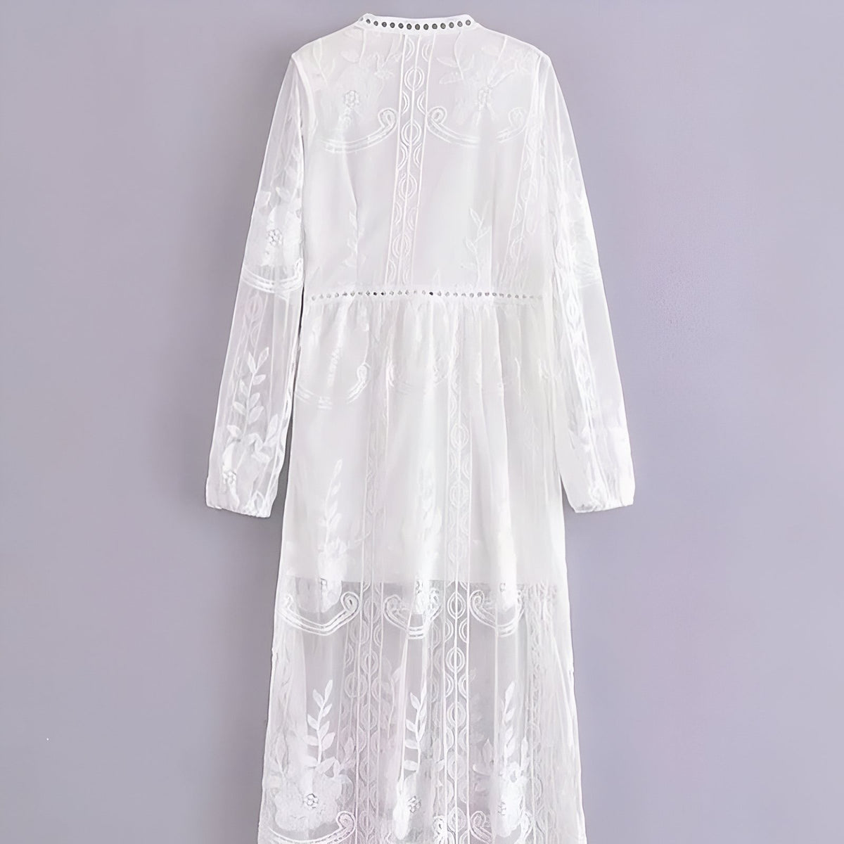 Sublime Robe Paréo Blanche vue arrière avec broderies - Blanc - Noir - Rouge