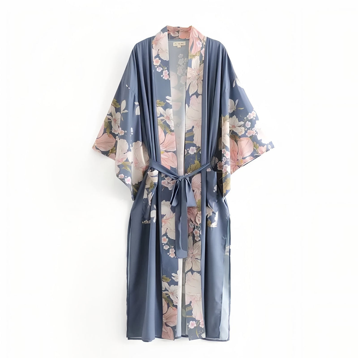 Kimono de Plage Imprimé Floral - Bleu