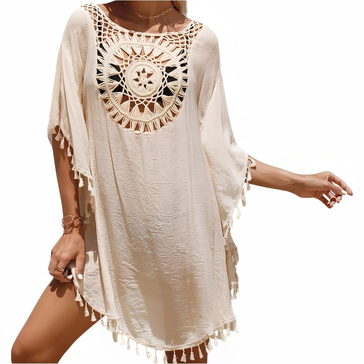 Robe de Plage Motif Attrape Rêve - Beige - Unique