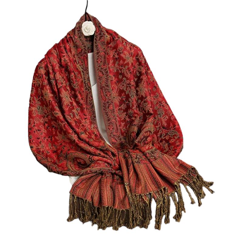 Foulard Indien Femme Rouge et Or 