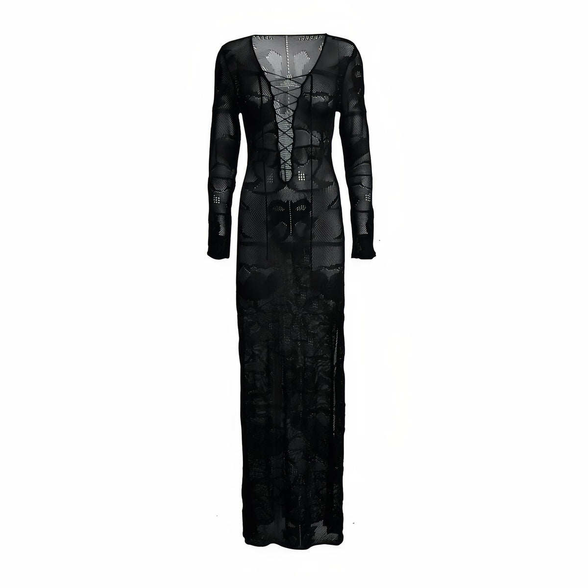 Robe Paréo Longue et Transparente Tricot - Noir - Unique