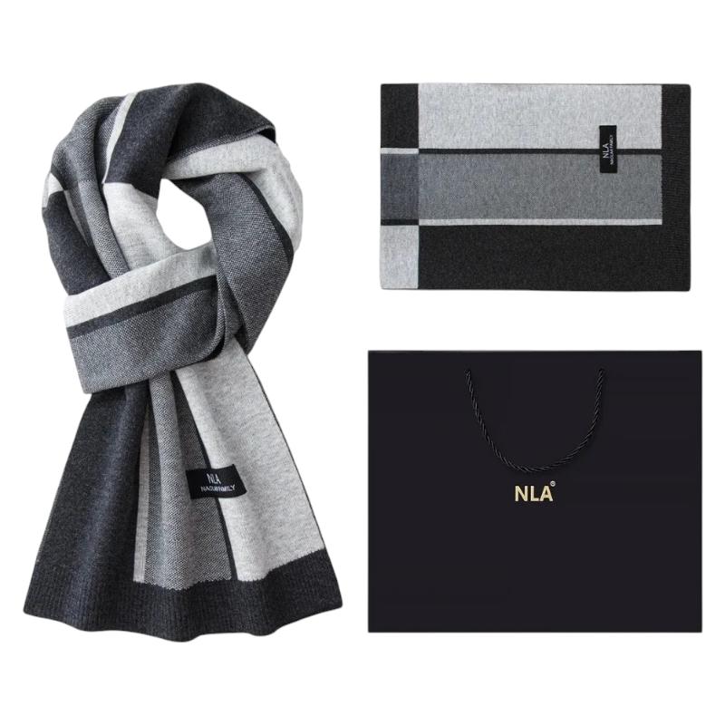 Echarpe pour Costume Homme - Gris Foncé et Gris Clair - 180*30cm