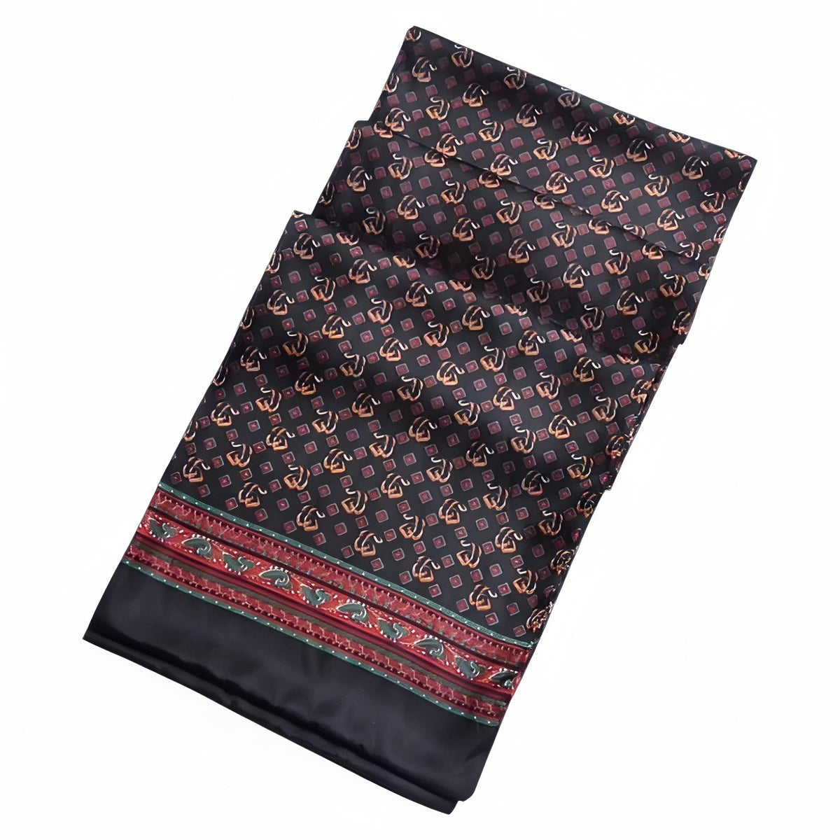 Foulard Homme Soie Luxe - Noir et Rouge Foncé - 160*26cm