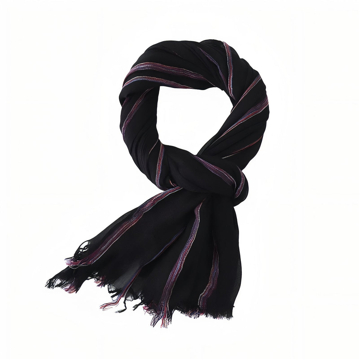Chèche Coton de Lin - Noir et Violet - 190*95cm
