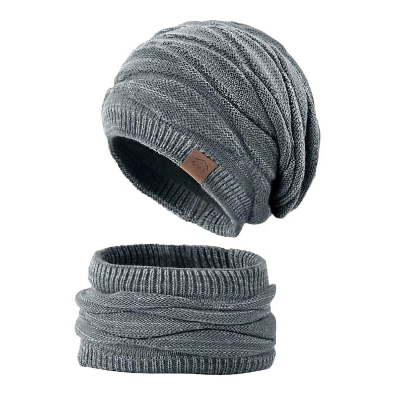 Ensemble Snood Bonnet Homme Gris Perle 56-60cm