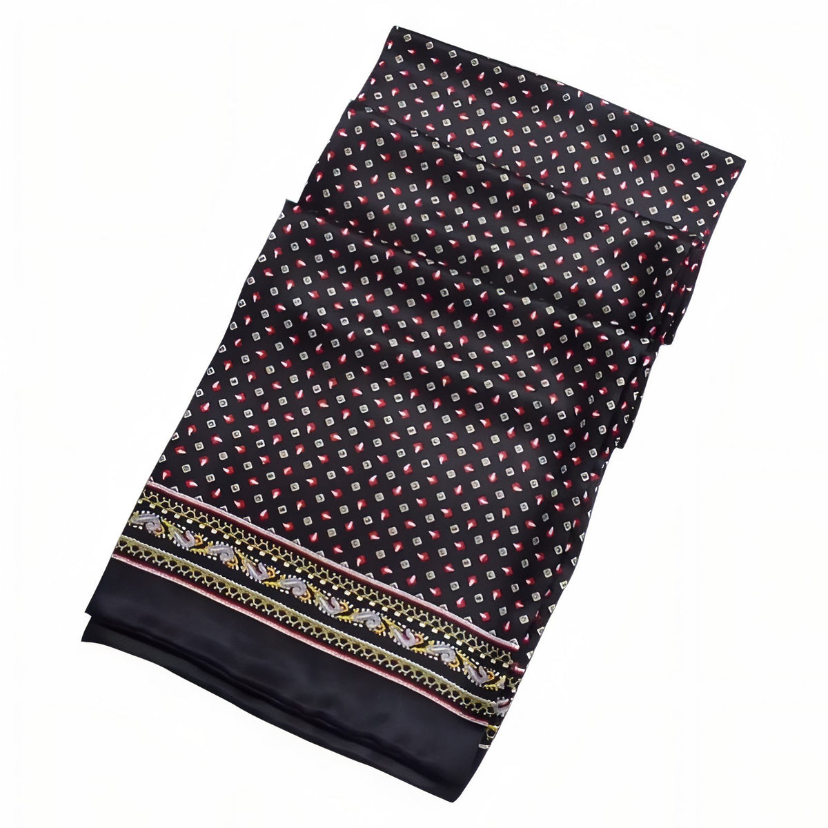Foulard Homme Soie Luxe - Noir et Rouge Cerise - 160*26cm