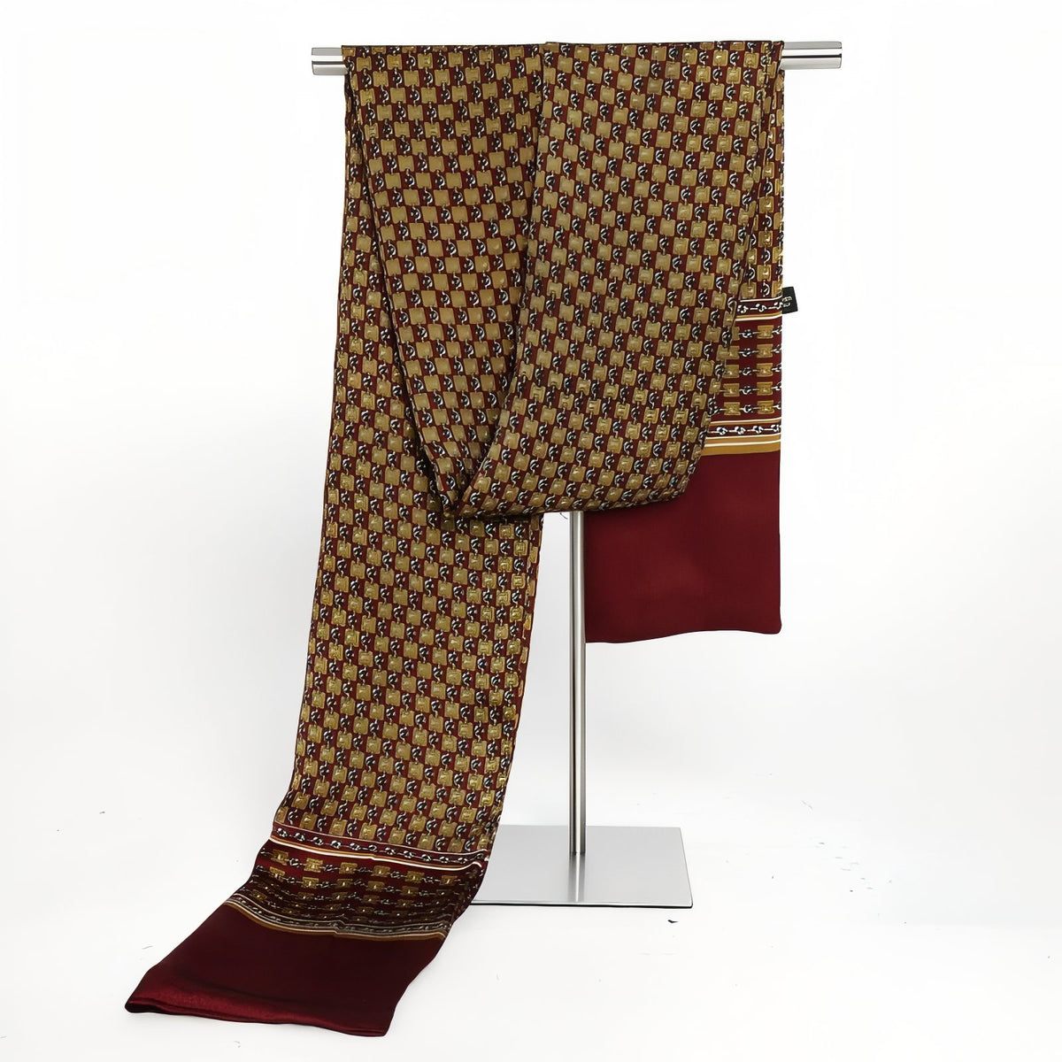 Echarpe de Soie Homme - Bordeaux et Jaune