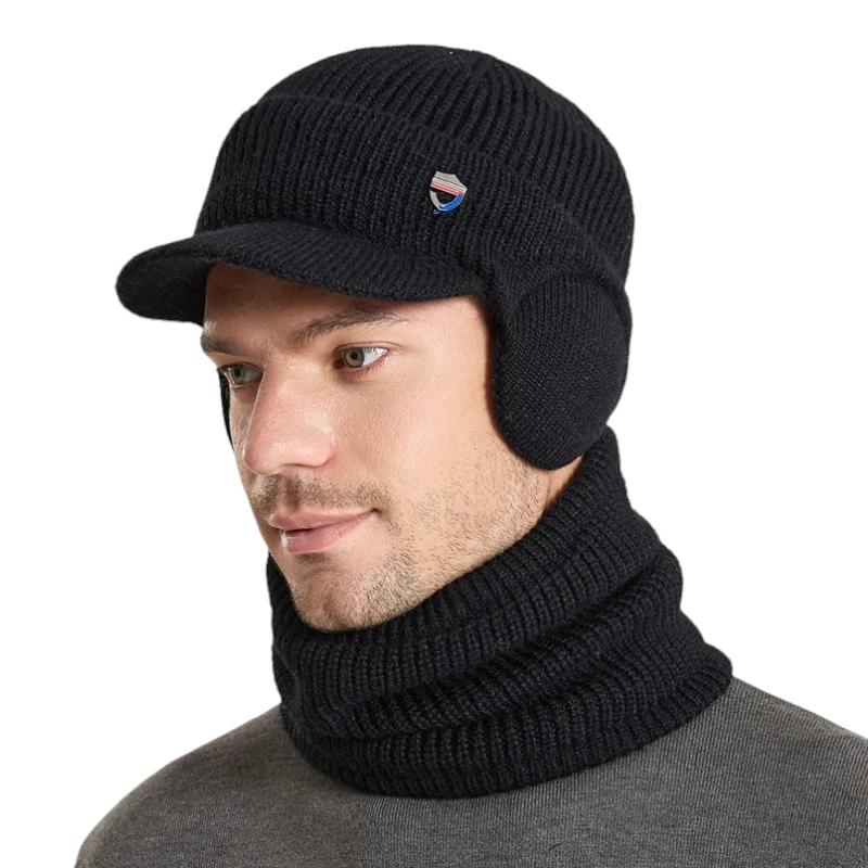 Casquette Cagoule Hiver Homme Noir Uni 55-60cm