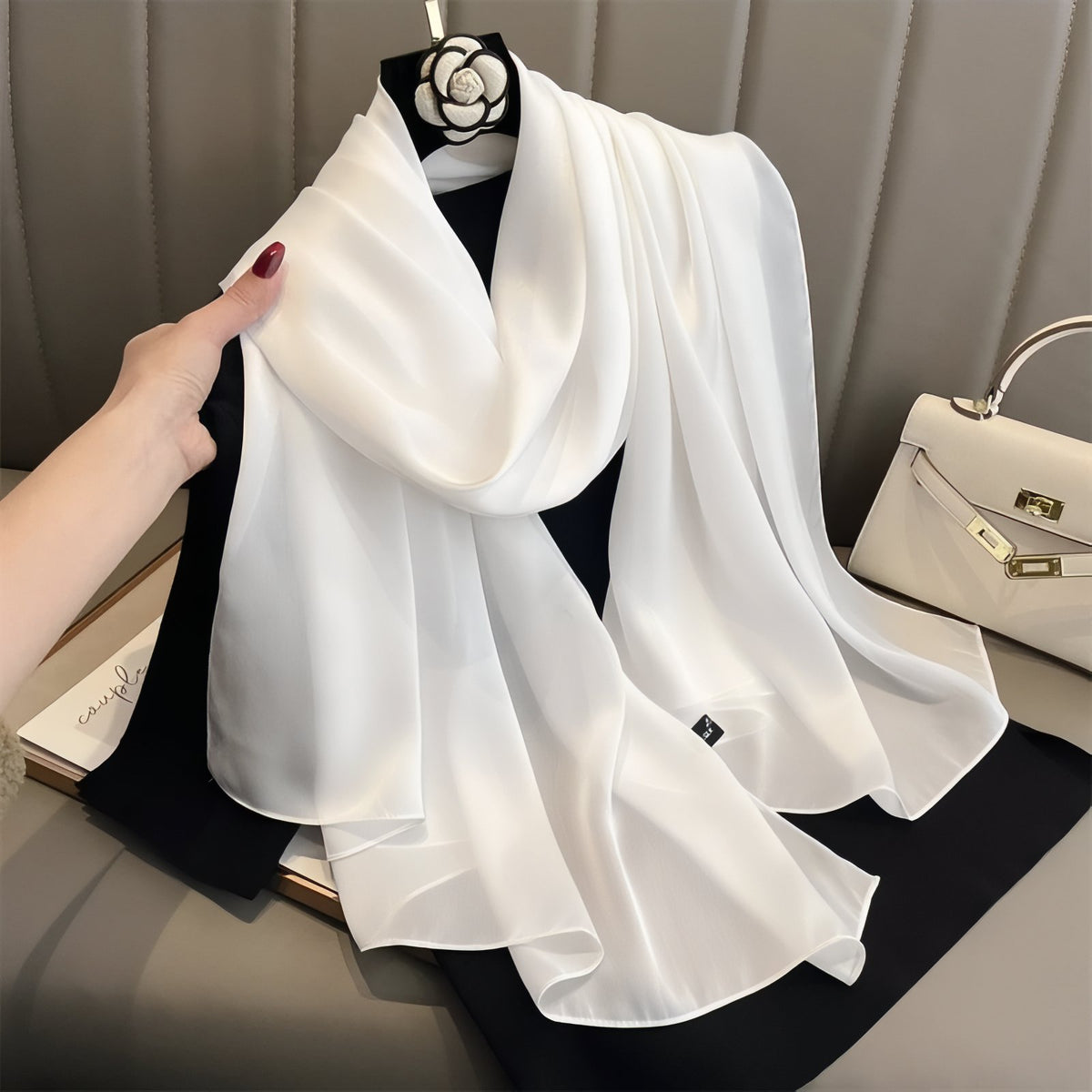 Etole Mousseline Mariage - Blanc Satiné - 90*180cm