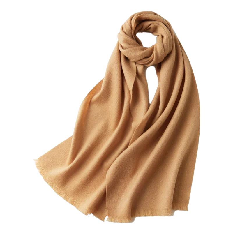 Echarpe Laine Fine Femme Beige Doré 32*190cm