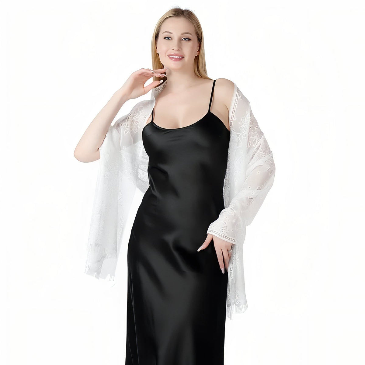 Etole de Soirée Femme portée avec écharpe - Doré - Lavande - Rose - Ivoire - Rose Poudré - Beige Doré - Vert Sauge - Blanc - Noir - Taupe - Beige et Doré - Bleu Marine - Violet Foncé
