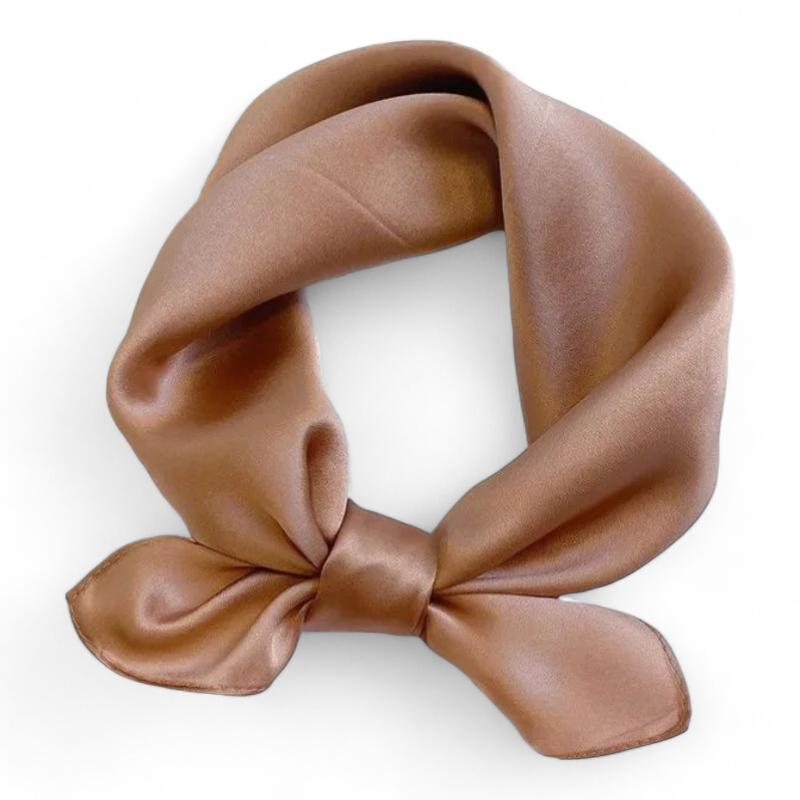 Carré De Soie Pour Homme Marron Satiné 53*53cm