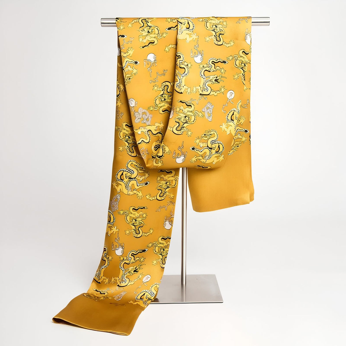 Echarpe de Soie Homme - Jaune Moutarde et Noir