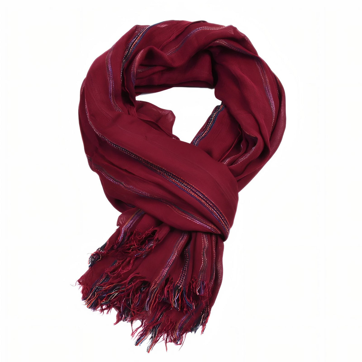 Chèche Coton de Lin - Bordeaux et Prune - 190*95cm