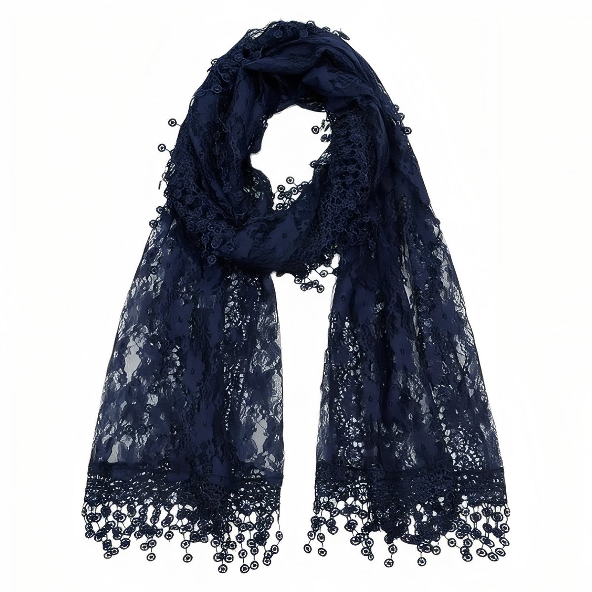 Etole avec Dentelle Femme - Bleu Marine - 180*55cm